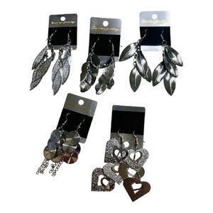 Earring Bundle—-Silver Earrings Collection —5 Pairs